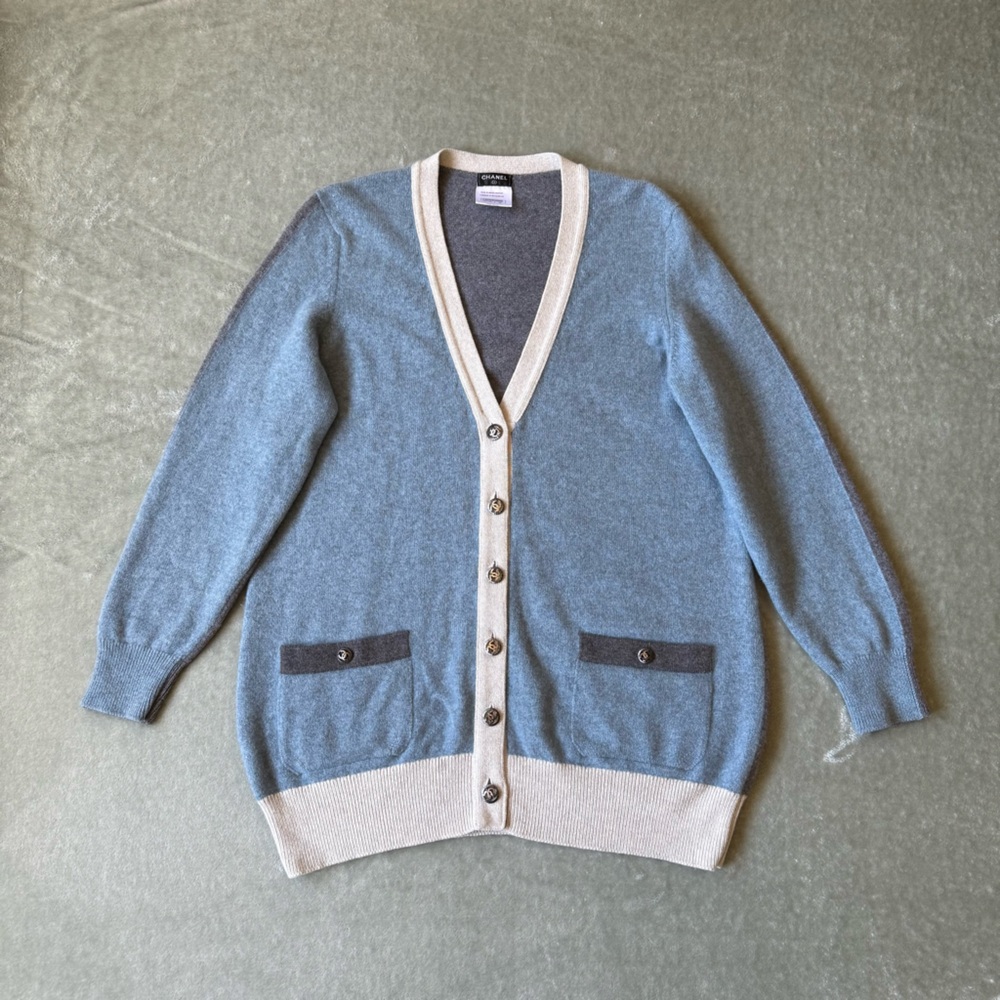 CHANEL Blue and gray Cardigan